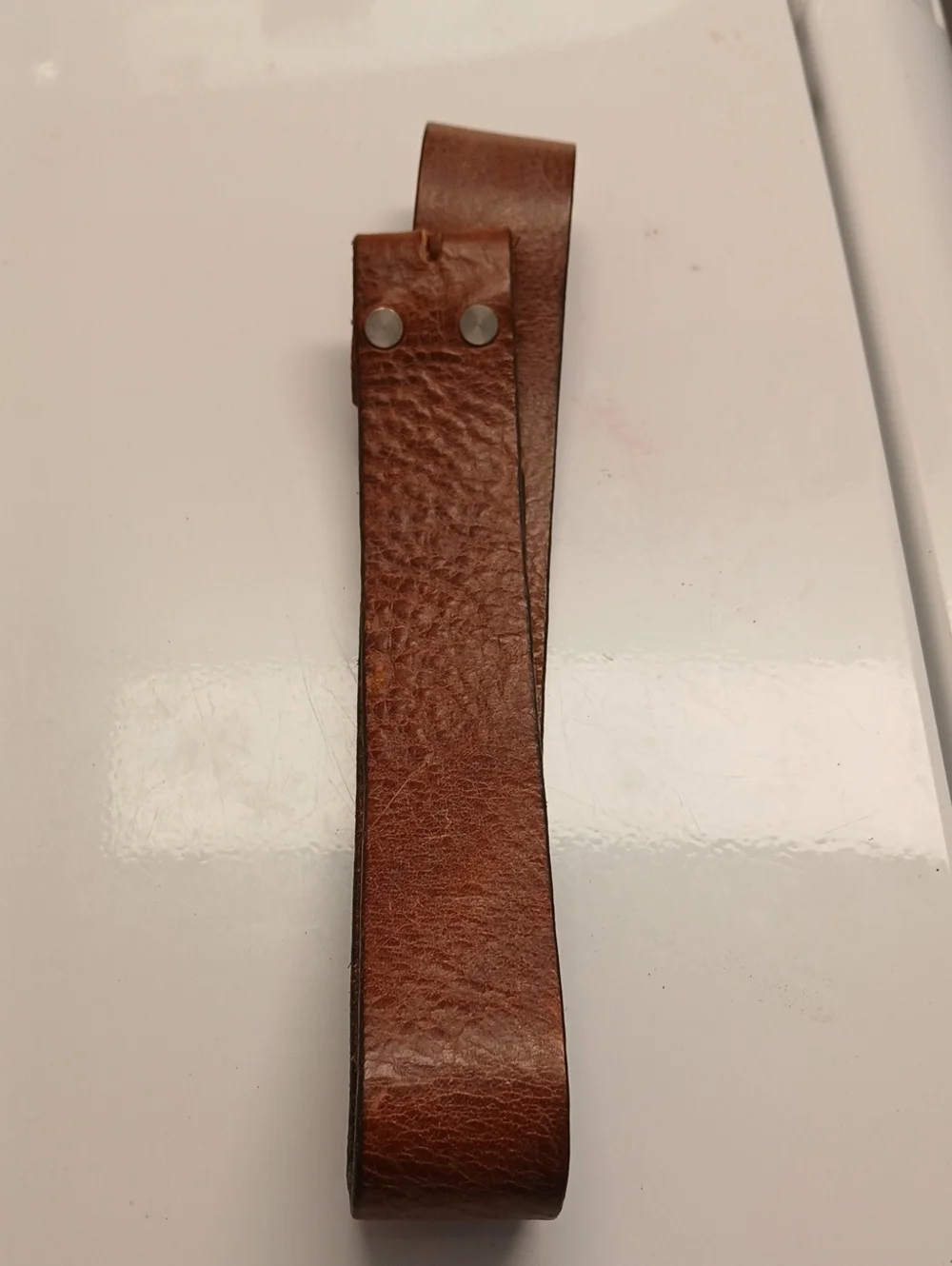 Express Leather Belt Loop in Chestnut Brown with Metal Studs